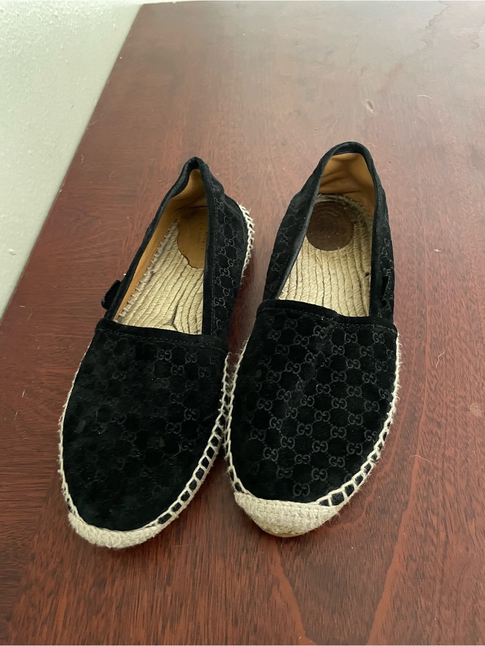 Gucci Black Velvet Espadrilles with GG Monogram